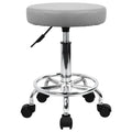 KKTONER PU Leather Round Rolling Stool with Foot Rest Swivel Height Adjustment Spa Drafting Salon Tattoo Work Office Massage Stools Task Chair (Pink)