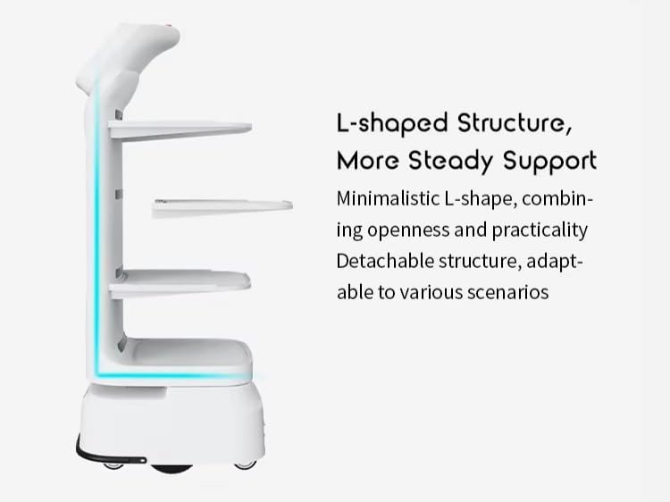 Smart Food Delivery Robot for Restaurant Hospitality Operations, Autonomous Restaurant Serving Robot with Touch Screen Navigation and Multi Layer Tray Design, Commercial Robotic Waiter for Hotel Cafe