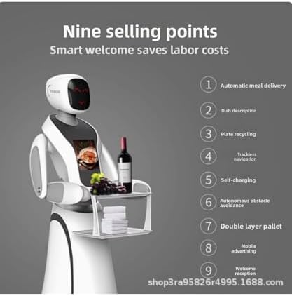 Food Delivery Robot - Fully Automatic Humanoid Waiter for Restaurants and Hotels - Intelligent Serving Machine for Efficient Food Delivery