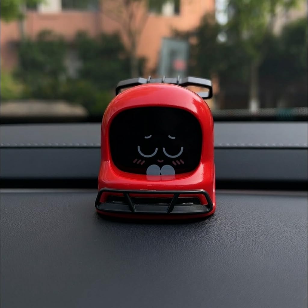 Smart Car Dashboard Robot Ornament, 200+ Dynamic Expressions with Sound Effects, Emotional Driving Companion, Automotive Interior Decoration & Car Gift (White, Vibrant Sets)