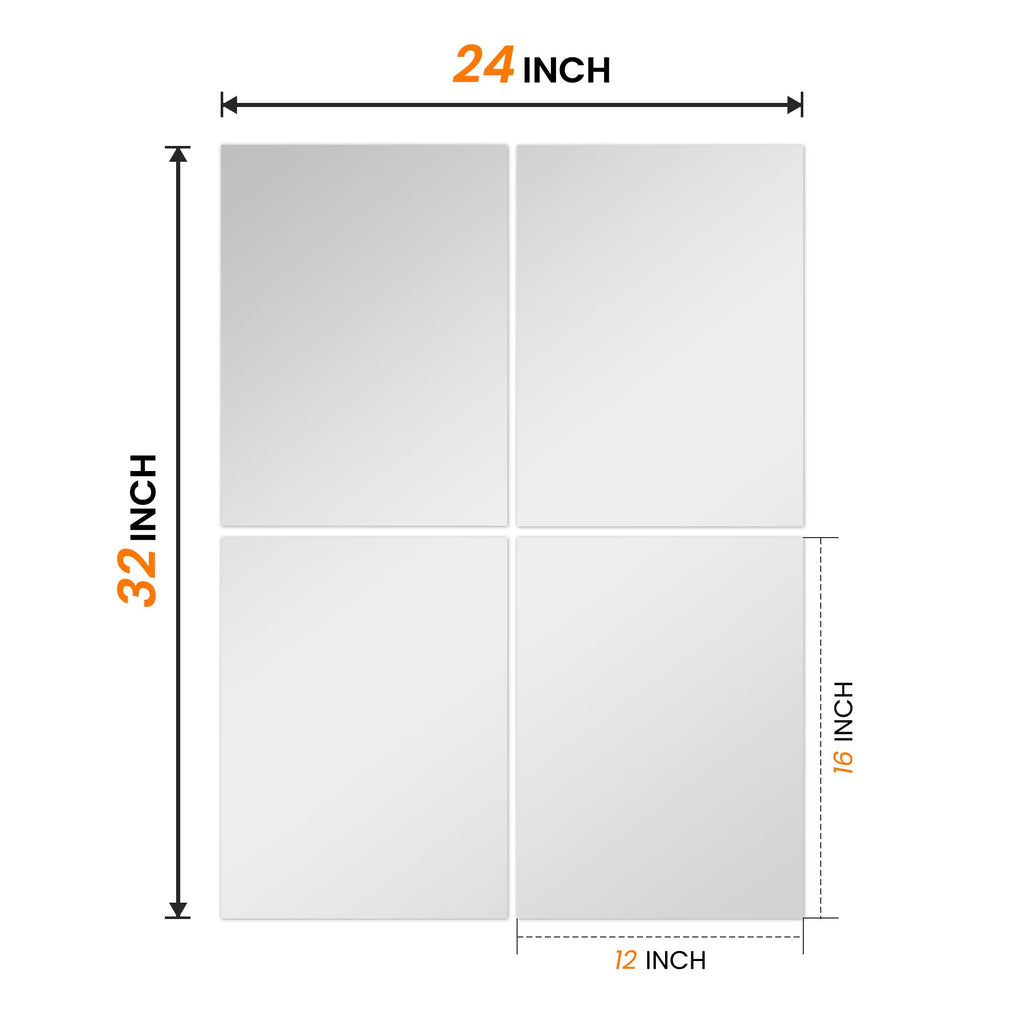 TRAHOME Wall Mirror Tiles, 16"x12"x12PCS Full Length Home Gym Mirror for Garage, Bedroom, Living Room, Over The Door