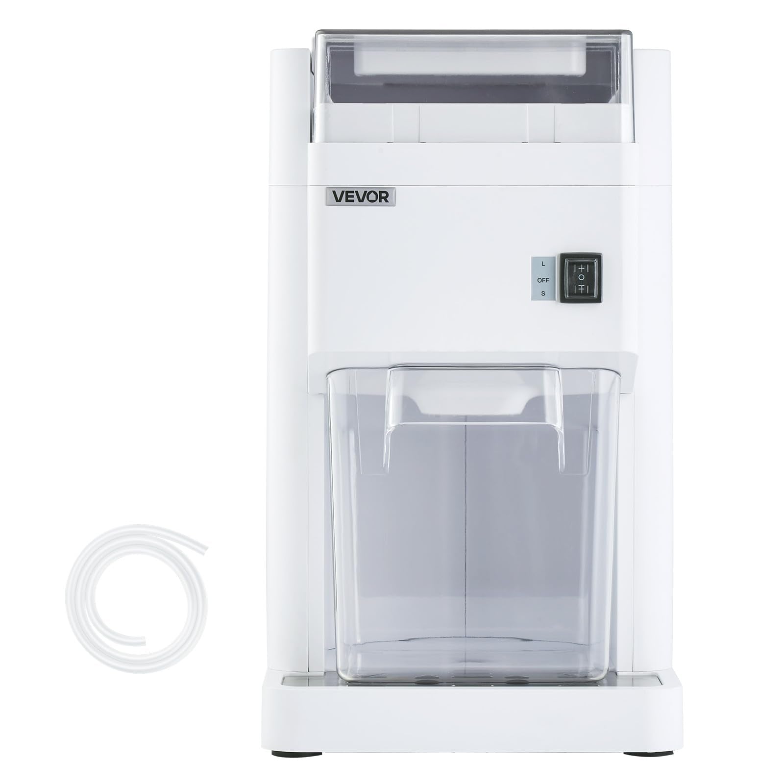 VEVOR Commercial Ice Shaver Crusher, 220lbs/hr Electric Fluffy Ice & Snow Cone Machine, 250W 1500RPM Tabletop Fluffy Shaved-Ice Machine for Parties Events Snack Bar, Home and Commercial Use (White)