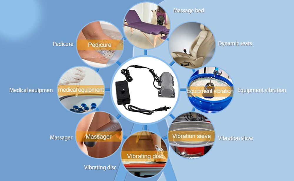 12V DC Motor 3800rpm Strong Vibration Industry Mini Vibration Motor with Sturdy Plastic Shell Rotary Speed Vibrating Motor for Massage Bed Chair Medical Instruments (12V Motor+Power)