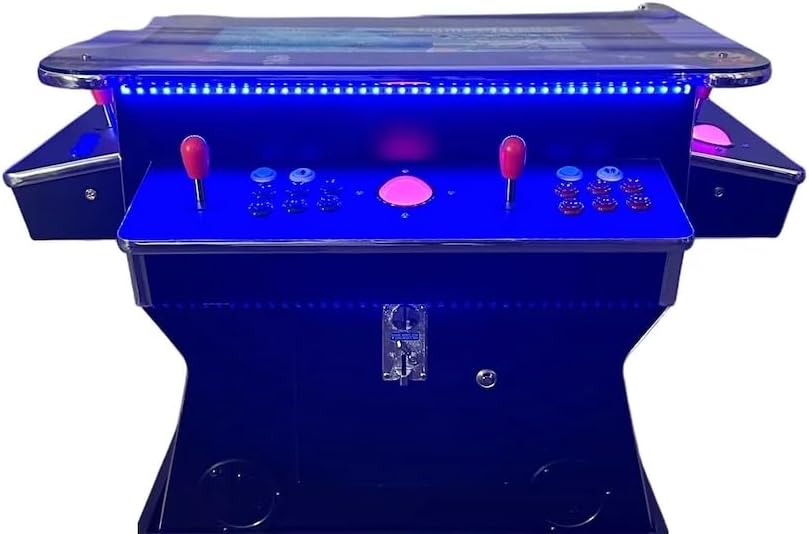 Top Us Video Arcades Full Size Commercial Grade Cocktail Arcade Machine 4500 Games Lift Up / Tilt Screen Monster 32 inch Screen Tempered Glass 2 Stools Included 5 Year Warranty Black Chrome