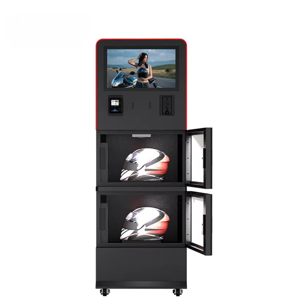 Helmet Cleaning Vending Machine, Dual-Tank Fully Automatic Helmet Cleaning Machine, Large Touch Screen, Multi-Language Voice prompts; Supports Multiple Payment Channels.