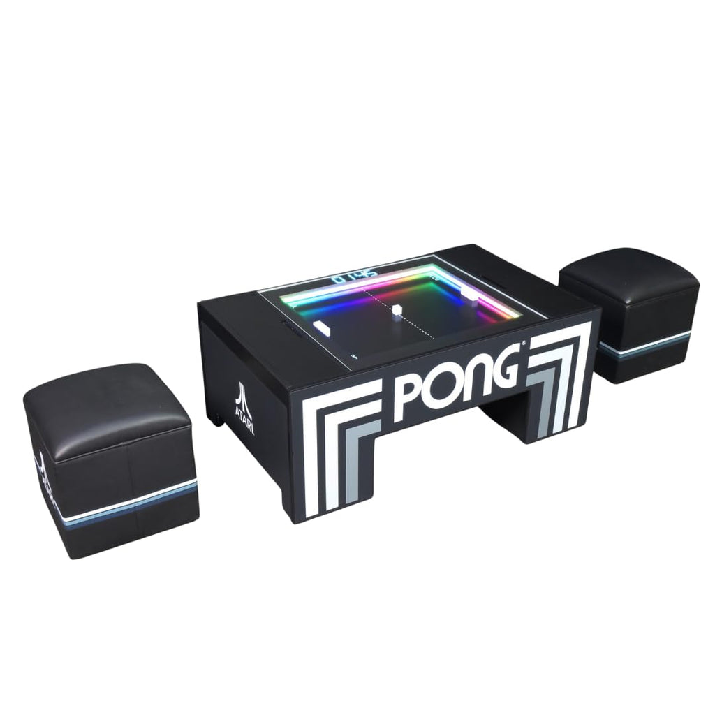 Atari Pong® Mechanical Table Home Edition – Electromechanical Coffee Table Arcade Game with LED Score Display, Hide-Away Controls, Spinner Dials, Retro Sounds – Official Atari Pong® Recreation