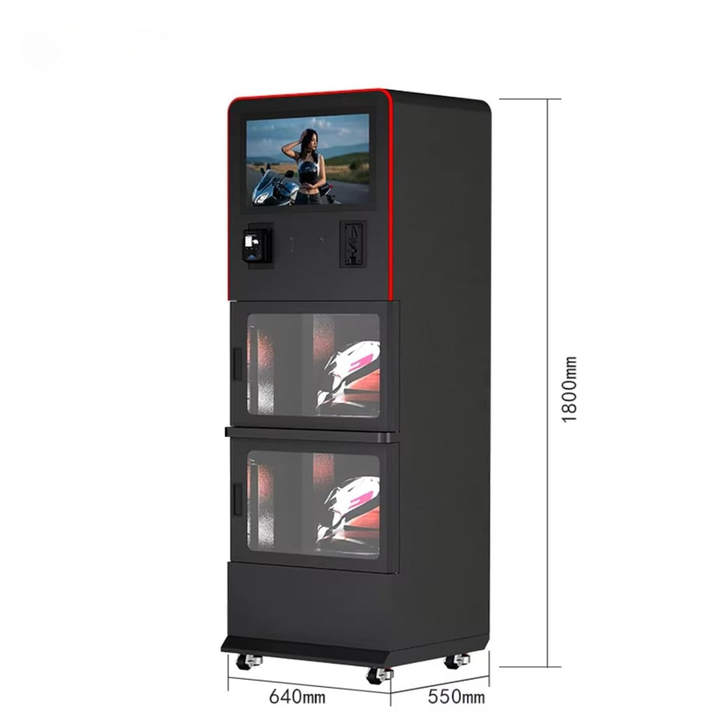 Helmet Cleaning Vending Machine, Dual-Tank Fully Automatic Helmet Cleaning Machine, Large Touch Screen, Multi-Language Voice prompts; Supports Multiple Payment Channels.