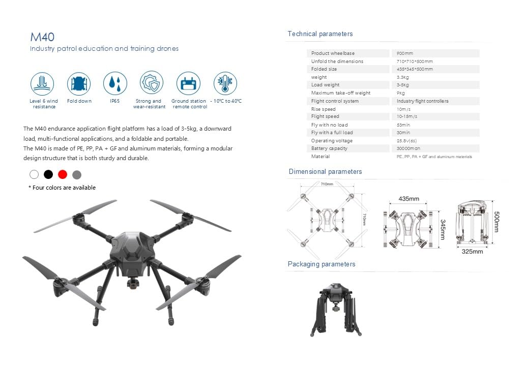 Heavy Lift Drone up to 200 lb, up to 5 mile Range UAV, Waterproof, Delivery Quadcopter (20 kg) 44 lb