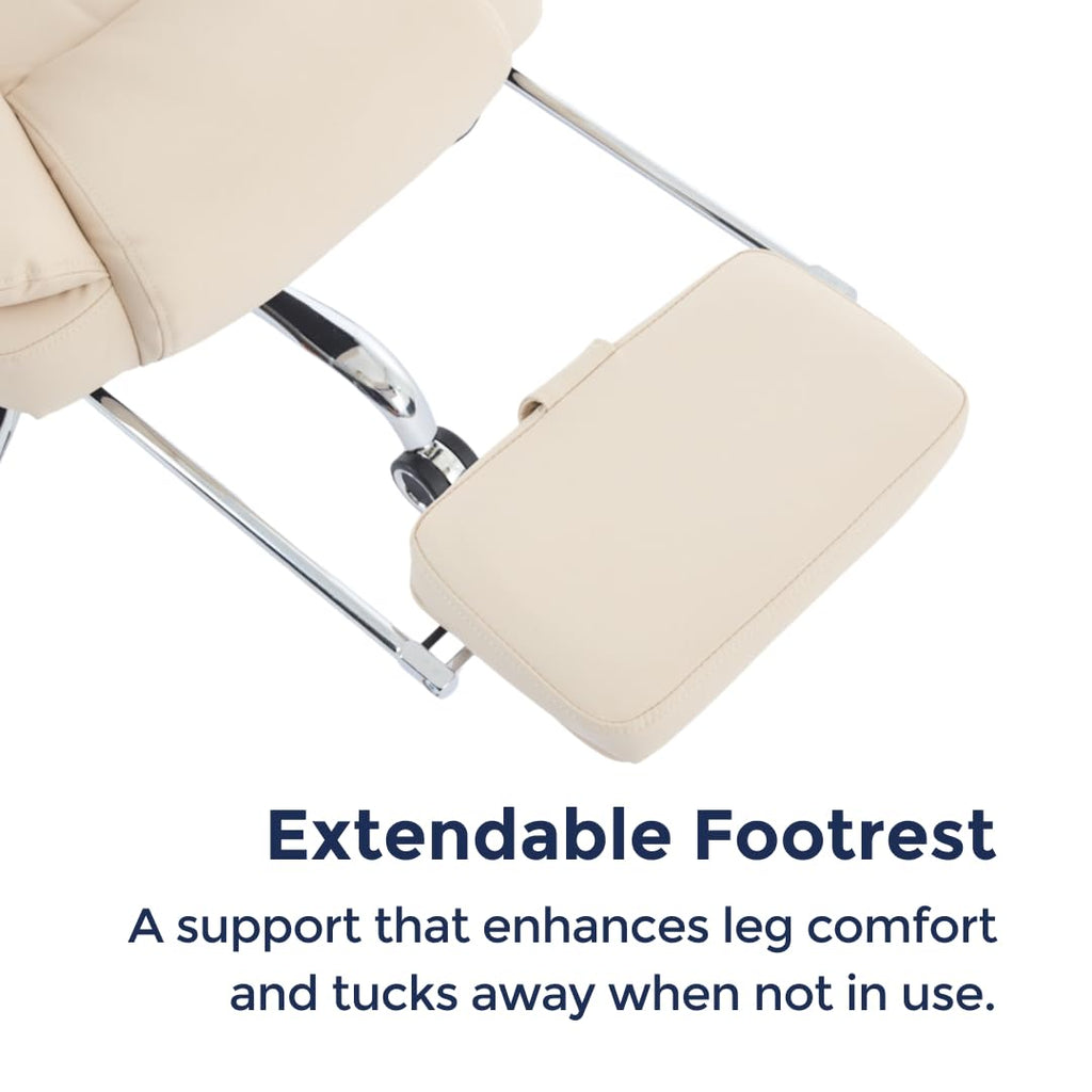 Orbis 4-Point Kneading Heated Massage Office Chair with Foot Rest | 500lbs Big & Tall Ergonomic Executive Desk Chair for Heavy People | Reclining Home Office Computer Chair | Leather Caramel