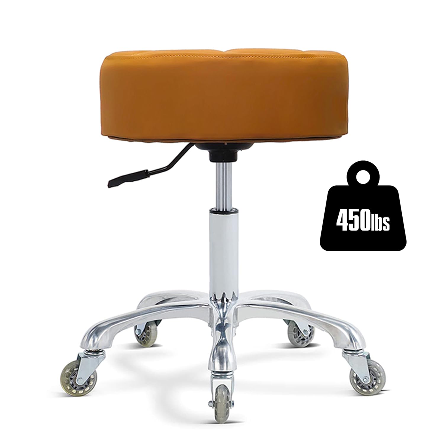 Ainilaily Rolling Stool with Wheels Adjustable Height, Roller Stool for Massage Medical Tattoo Spa Heavy Duty Swivel Desk (Super Thick Cushion, Black)