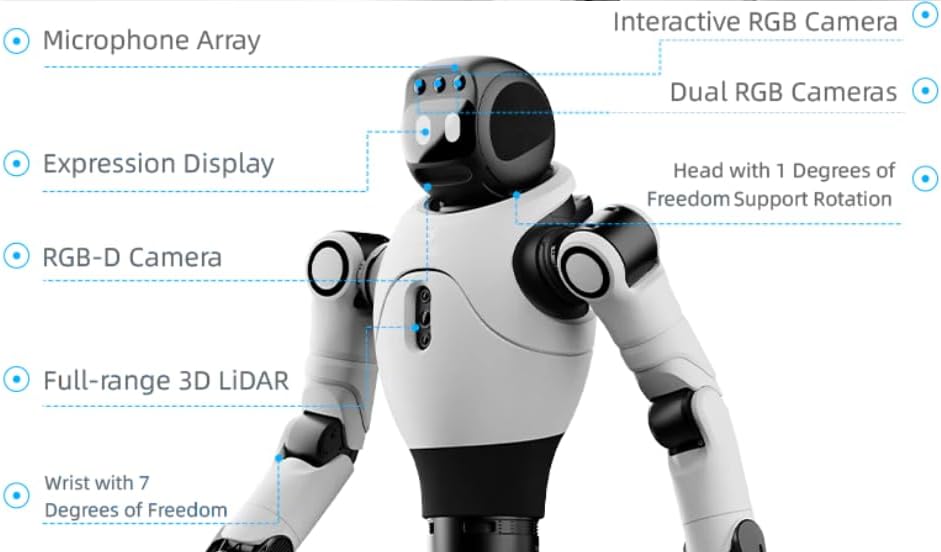 AGIBOT X2 Smart AI Robot Assistant, Intelligent Home Companion with Voice Interaction, Motion Control, HD Camera, Smart Navigation, Rechargeable Educational Robot for Home & Office