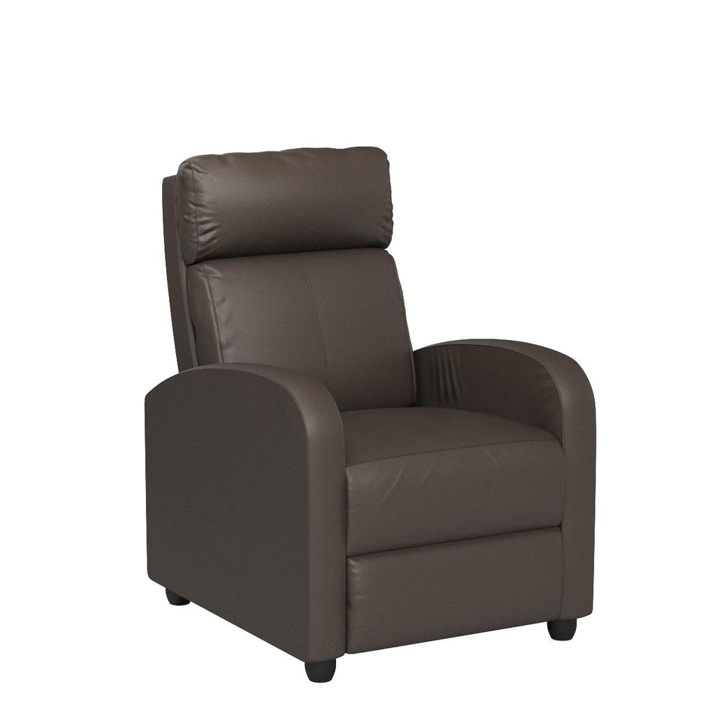 BestMassage | Recliner Chair | with 2 Point Massage Function | Pu Brown | with Lumbar Support, Adjustable Push Back, Footrest & Padded Seat | Easy Assembly | for Living Room, Home Theatre