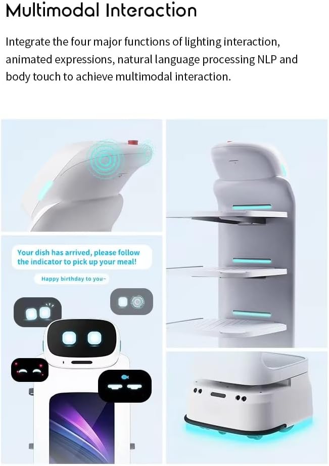 Restaurant Robot Waiter, Smart Food Serving Robots with Autonomous Navigation and Obstacle Avoidance, Commercial Delivery Robot for Restaurant Hotel Mall Office Building and Dining Areas