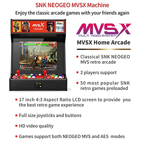 UNICO MVSX Arcade Combo with Base, Pre-Loaded 50 SNK Genuine Retro Games, Including The King of Fighters/Samurai/Metal Slug and More