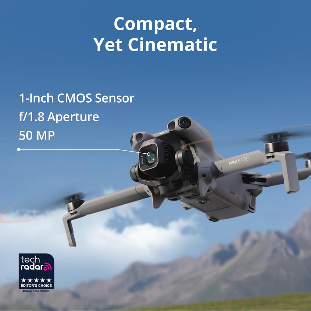 DJI Mini 5 Pro Drone Fly More Combo (RC 2) 1" CMOS Sensor, 4K Video, Obstacle Sensing, 4 Battery Bundle with Deco Essentials CPS Exclusive 26 Month Protection Pack, Software & Accessory Kit