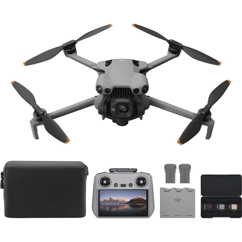 DJI Mini 5 Pro Drone Fly More Combo (RC 2) 1" CMOS Sensor, 4K Video, Obstacle Sensing, 4 Battery Bundle with Deco Essentials CPS Exclusive 26 Month Protection Pack, Software & Accessory Kit