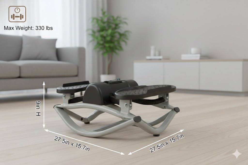 Woodye Lateral Thigh Trainer & Ski Simulator - U-Shaped Side Stepper for Home Workout, Quiet Glide Sculpting Machine for Glutes & Inner Thighs, Resistance Bands & Mat Included