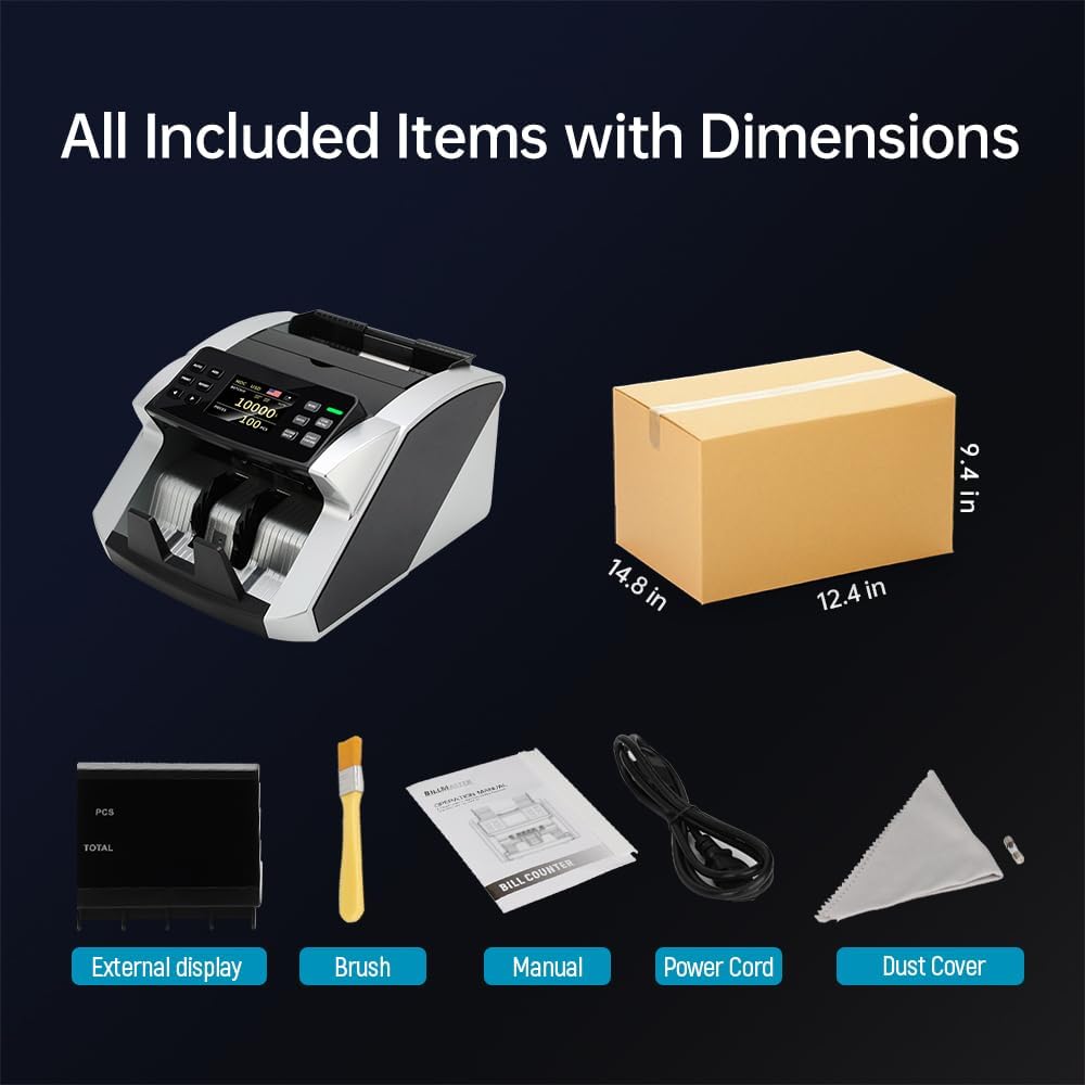 BillMaster B70 Mixed Denomination Money Counter Machine–Bank Grade Tech Contact Image Sensor CIS/UV/MG/IR/DD Fake Detector–Touch Screen–Printer Compatible–Cash Counter for Business–US Service Team