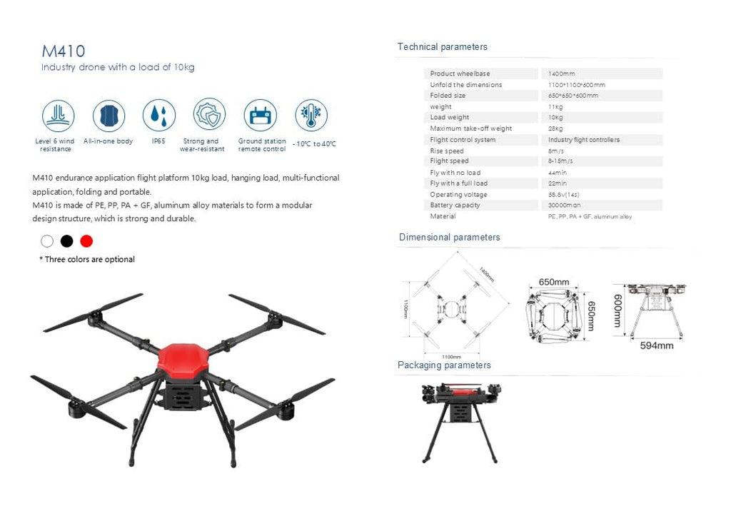 Heavy Lift Drone up to 200 lb, up to 5 mile Range UAV, Waterproof, Delivery Quadcopter (20 kg) 44 lb