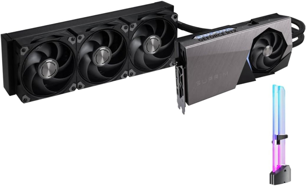 msi GeForce RTX 5090 SUPRIM Liquid SOC Hybrid Liquid Cooled GPU, 32GB GDDR7, 28 Gbps, 512-bit, 3352 AI Tops, DLSS 4, 360mm Radiator, DP 2.1b x3, HDMI 2.1b, with GPU Holder