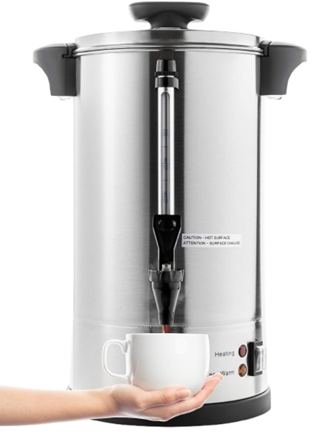 SYBO SR-CP-100B Commercial Grade Stainless Steel Percolate Coffee Maker Hot Water Urn for Catering, 100-Cup 16 L, Metallic
