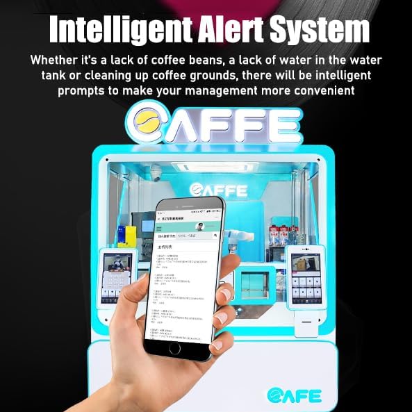 Fully Automatic Coffee, Milk Tea and Ice Cream Vending Machine, Espresso Maker with Grinder, Hot Cold Beverage Options, 6-Flavors, Cup Drop System, Smart App Control, Self-Cleaning, Online Payment