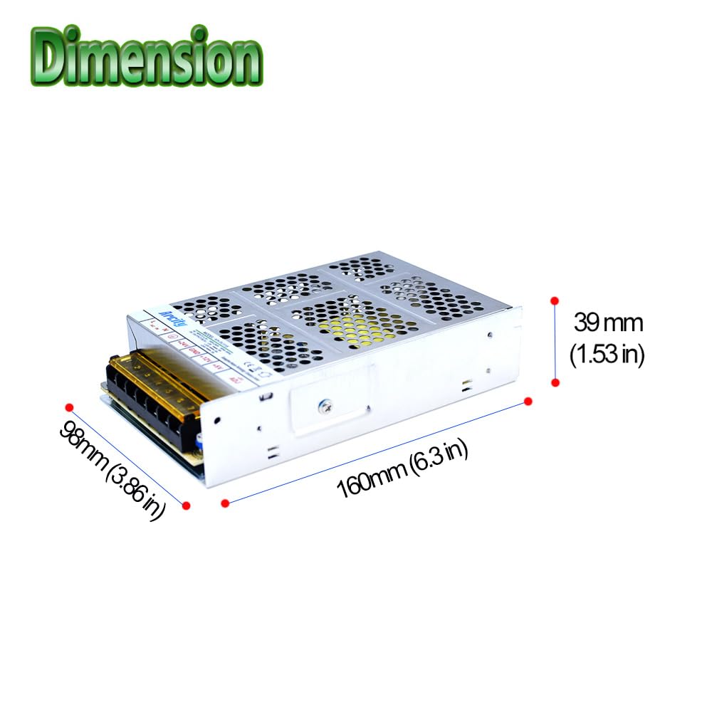 Arcity 5V 12V 24V Output Switching Power Supply Unit Adjustable for Video Multi Games Machine Console Cocktail CCTV Computer DIY Horizontal New(+5V/8A +12V/8A +24V/3A)