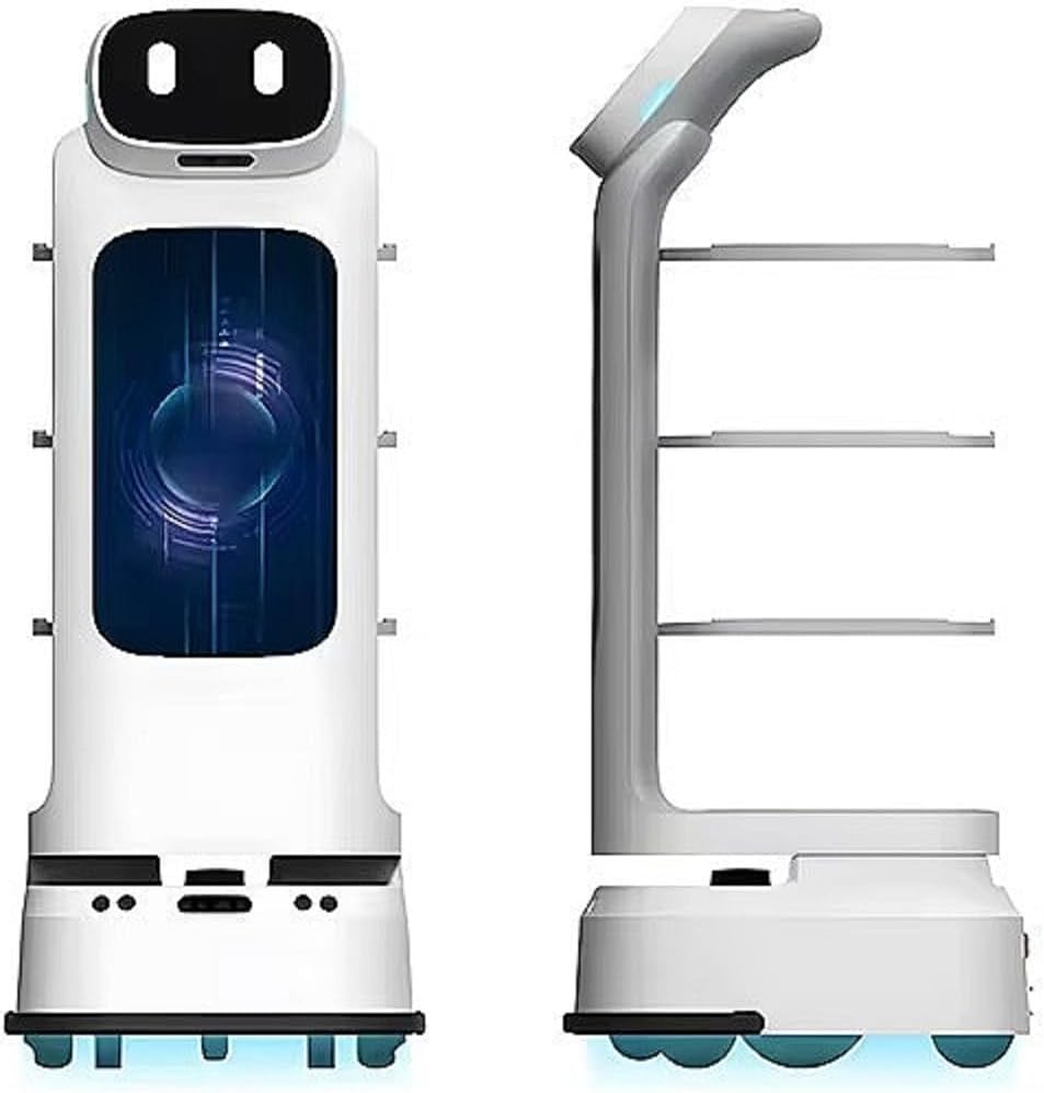 Food Delivery Service Robot, Visual & Laser SLAM Navigation Robot with Multi-Machine Scheduling, Long Battery Life for Hotels, Restaurants & Cafes