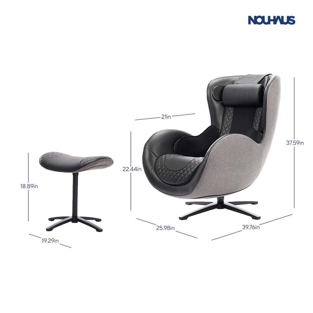 Nouhaus Classic Massage Chair with Ottoman – Caramel Leather Recliner with Percussive Shiatsu Massager, Built-in Speaker & Full Body Spot Massage – Ultimate Comfort for Home & Office