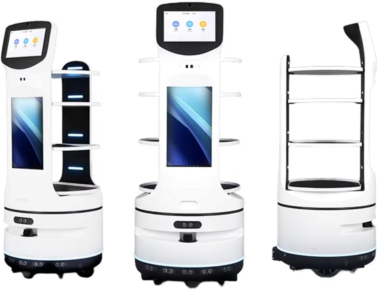 Smart Autonomous Restaurant Robot – Food Delivery, Interactive Waiter, Large Tray Collection, Contactless Commercial Meal Server, Automatic Obstacle Avoidance, Self-Charging Indoor Navigation