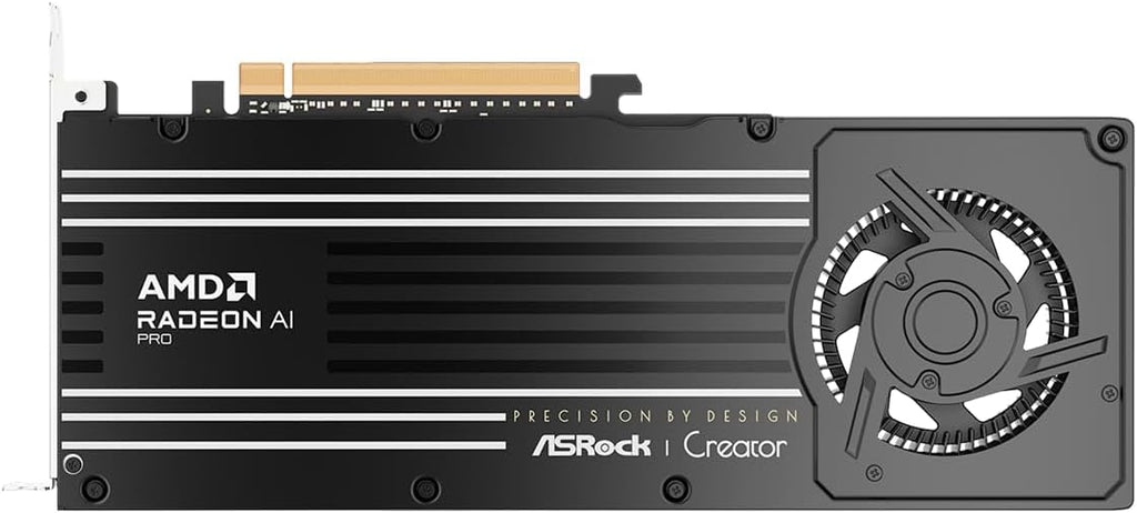 ASRock Radeon AI PRO R9700 Creator 32GB Professional Graphics Card, 2920 MHz Boost Clock, GDDR6, AMD RDNA 4, AI-Accelerators, DisplayPort 2.1a, PCIe 5.0, Blower Cooler