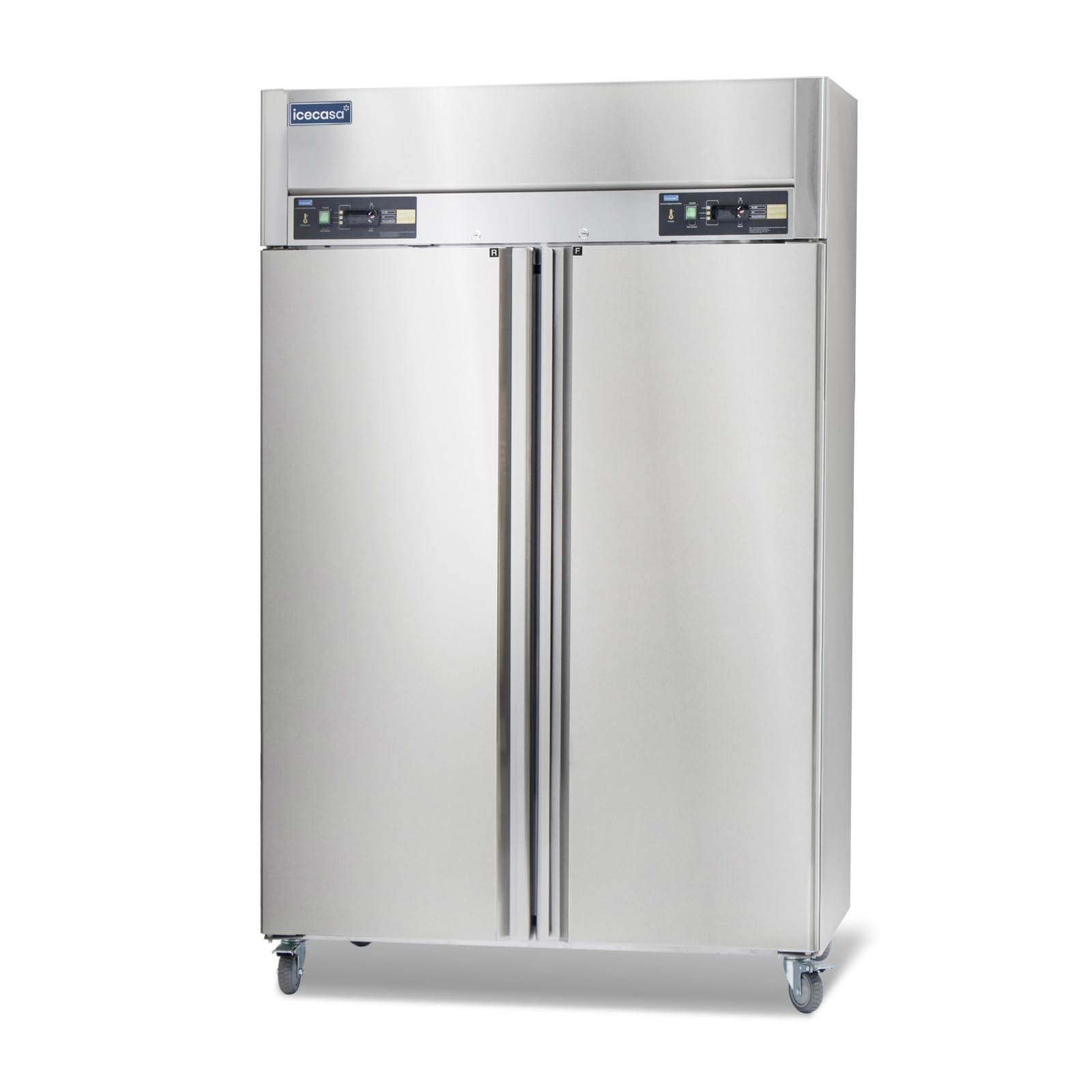 ICECASA 48" W Commercial Refrigerator Reach-in 36 Cu.ft 2 Solid Door Stainless Steel Commercial Refrigerator Fan Cooling for Restuarant, Bar, Shop, etc