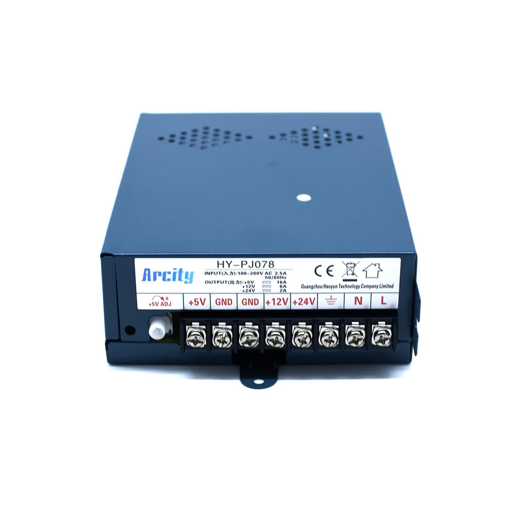 Arcity 5V 12V 24V Output Switching Power Supply Unit Adjustable for Video Multi Games Machine Console Cocktail CCTV Computer DIY Horizontal New(+5V/8A +12V/8A +24V/3A)
