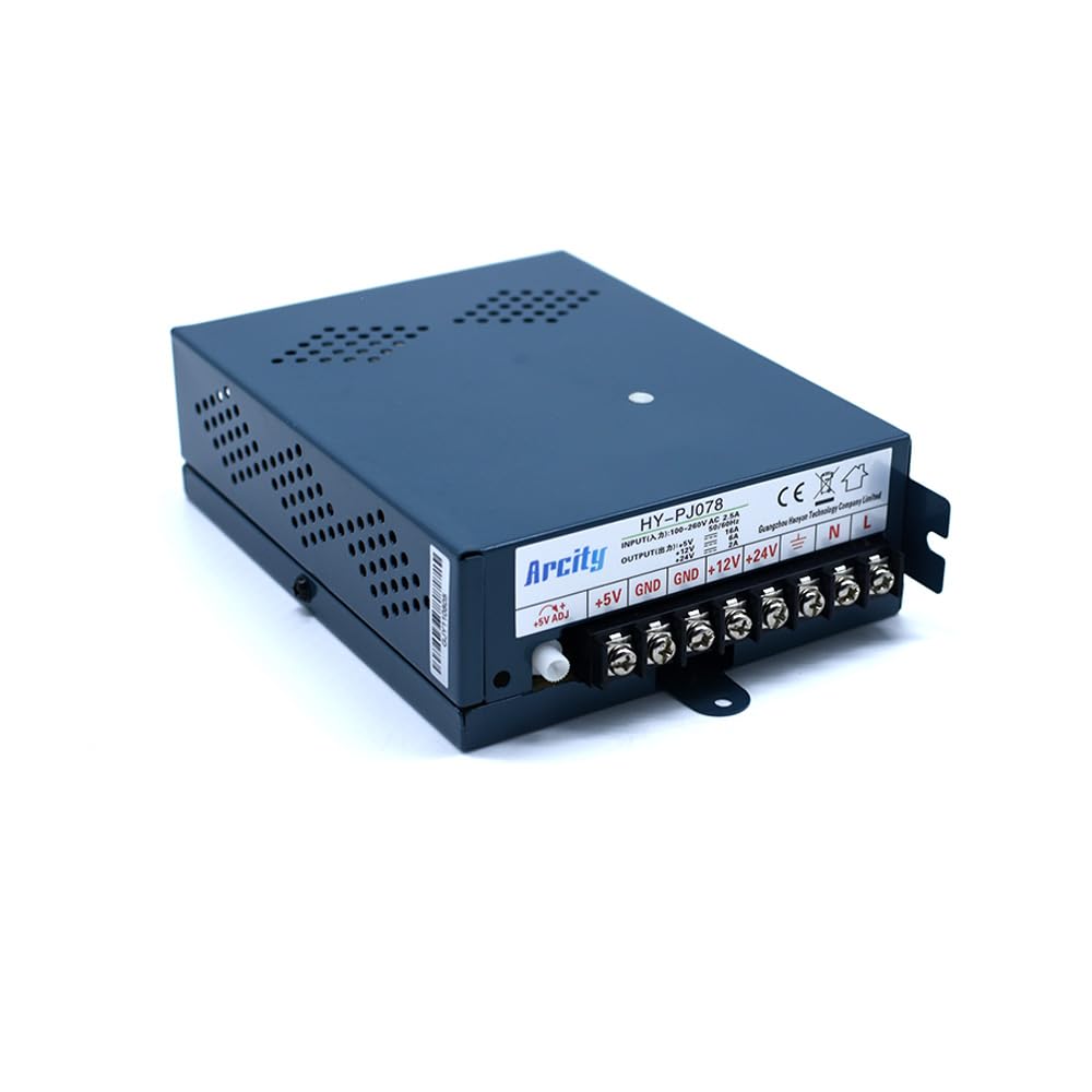 Arcity 5V 12V 24V Output Switching Power Supply Unit Adjustable for Video Multi Games Machine Console Cocktail CCTV Computer DIY Horizontal New(+5V/8A +12V/8A +24V/3A)