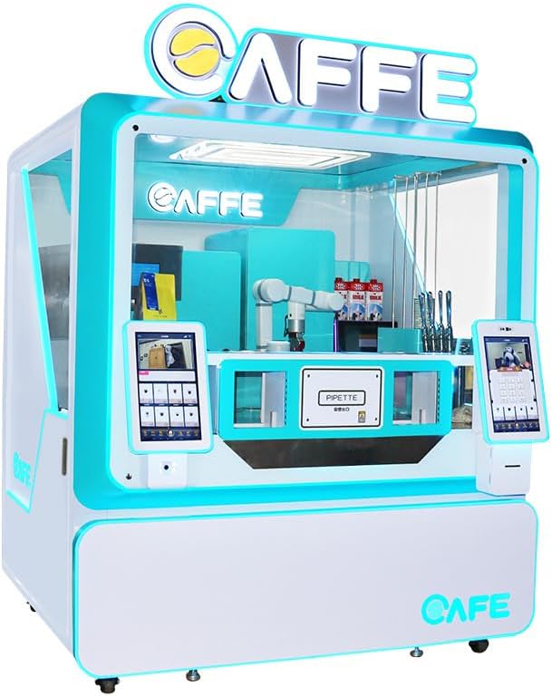 Fully Automatic Coffee, Milk Tea and Ice Cream Vending Machine, Espresso Maker with Grinder, Hot Cold Beverage Options, 6-Flavors, Cup Drop System, Smart App Control, Self-Cleaning, Online Payment