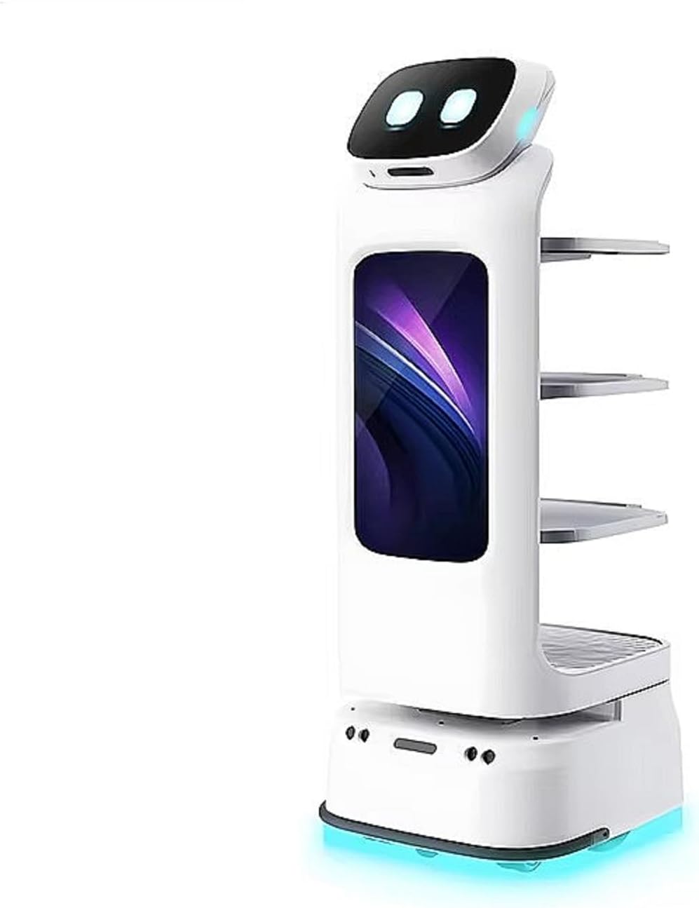 Food Delivery Robot Cart with Greeting Guidance, Service Robot Cart for Hotel Restaurant, Multi-Function Delivery & 3D Obstacle Avoidance for Catering