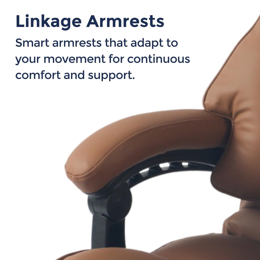 Ergonix Massage Office Chair with 2-Point Kneading & Heat | Reclining Ergonomic Executive Desk Chair | Adjustable Height Footrest Lumbar Support | 500 lbs Capacity | Dark Brown Leather