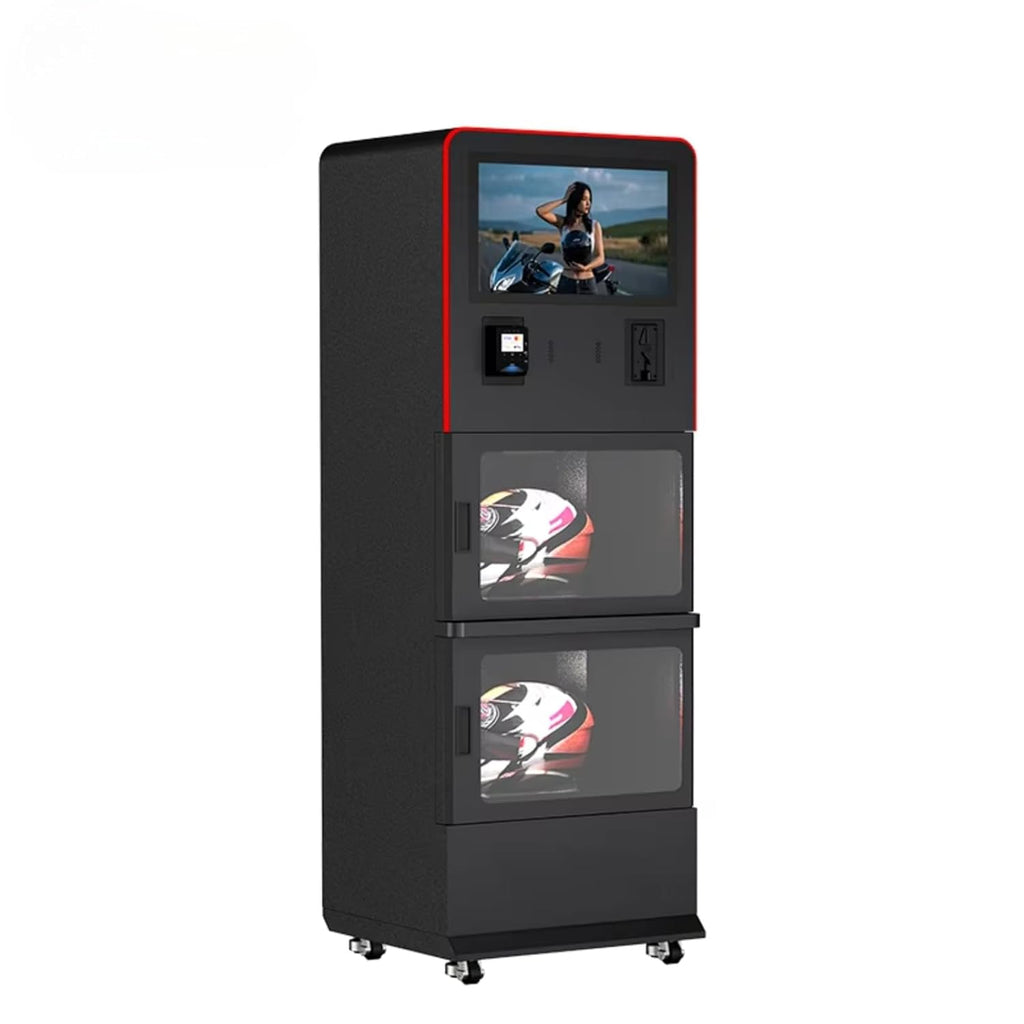 Helmet Cleaning Vending Machine, Dual-Tank Fully Automatic Helmet Cleaning Machine, Large Touch Screen, Multi-Language Voice prompts; Supports Multiple Payment Channels.