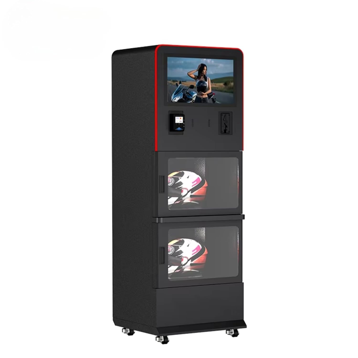 Helmet Cleaning Vending Machine, Dual-Tank Fully Automatic Helmet Cleaning Machine, Large Touch Screen, Multi-Language Voice prompts; Supports Multiple Payment Channels.