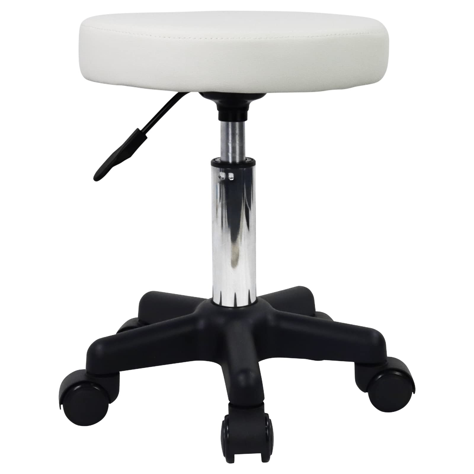 FURWOO Round Rolling Stool Height Adjustable Stool with Wheels for Spa Salon Massage Black