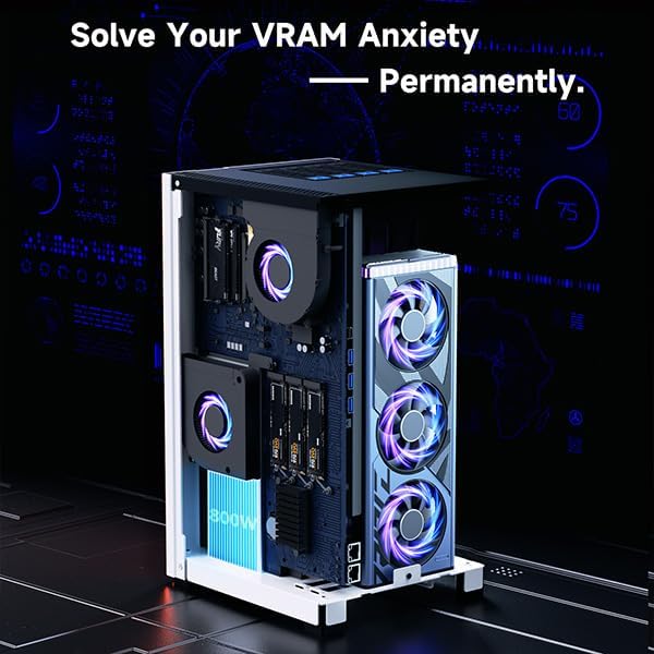 NIMO AI Station NAS Server, AMD Ryzen 7 PRO 8845HS with B70 Graphics Card | Built-in 800W Power Supply, 3x PCIe 4.0 SSD, USB4, SD UHS-II, 3.0 Inch Touch LCD for AI Developers & Video Creators