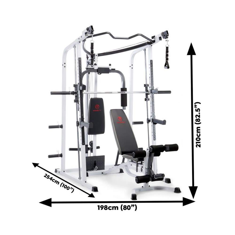 Marcy Smith Cage Workout Machine Full Body StrengthTraining Home Gym Equipment System with Leg Developer, Press Bar, PEC Deck, and Squat Rack