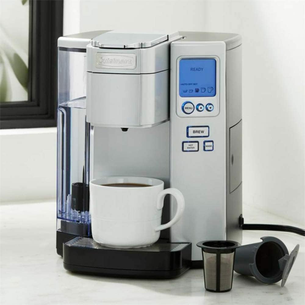 Cuisinart Coffee Maker, Single Serve 72-Ounce Reservoir Pod Coffee Machine, Programmable Brewing & Hot Water Dispenser, 5 Cup-Size Settings, Stainless Steel, SS-10P1, Silver