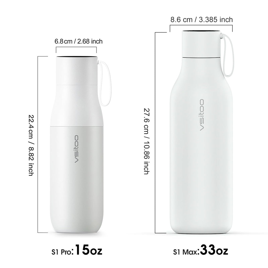 VSITOO 15oz Mini Smart Water Bottle，Self-Cleaning Insulated Bottle, Small Thermoses with AI, App & Touchscreen, Perfect Purse Water Bottle for Travel, Gym & Office, Pink