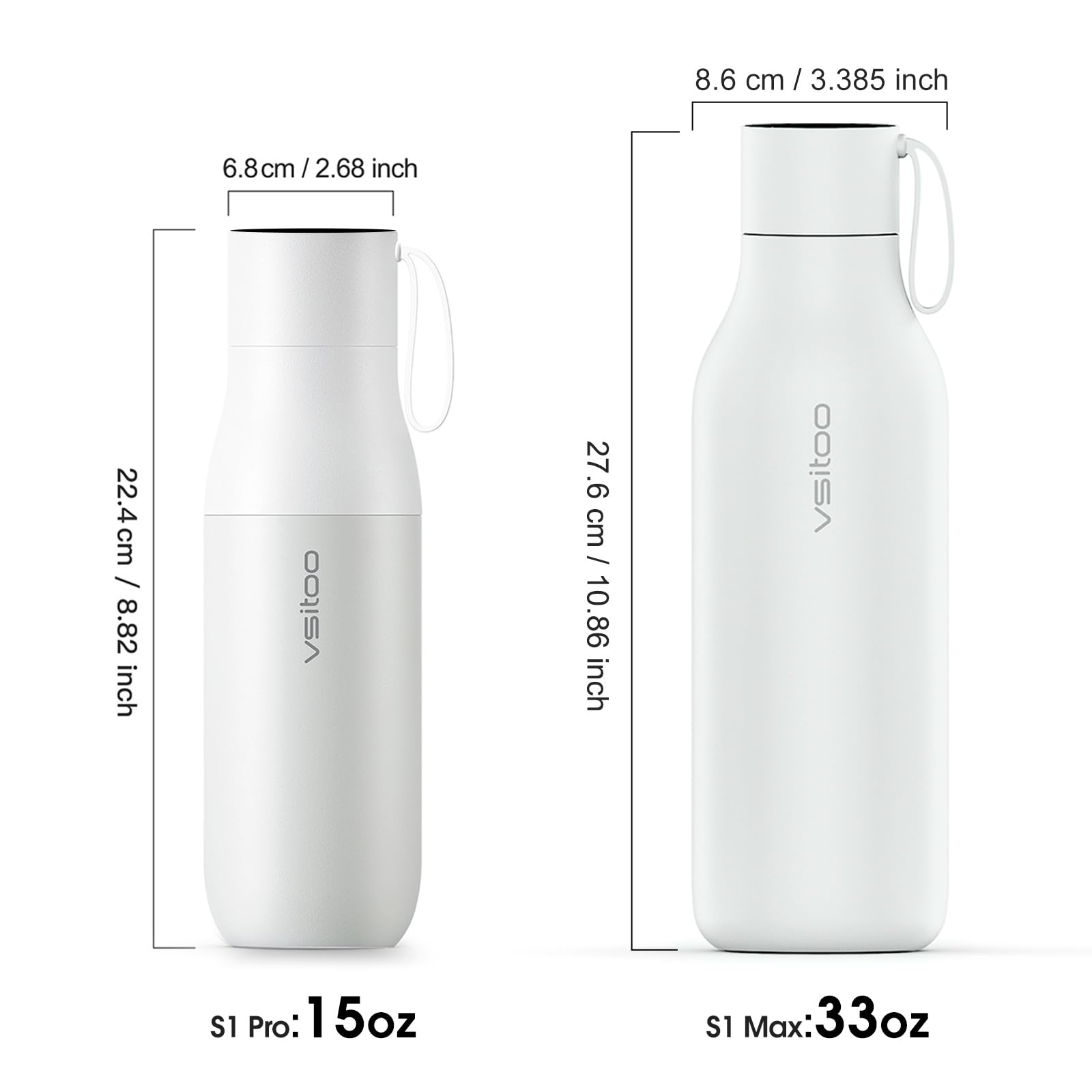 VSITOO 15oz Mini Smart Water Bottle，Self-Cleaning Insulated Bottle, Small Thermoses with AI, App & Touchscreen, Perfect Purse Water Bottle for Travel, Gym & Office, Pink
