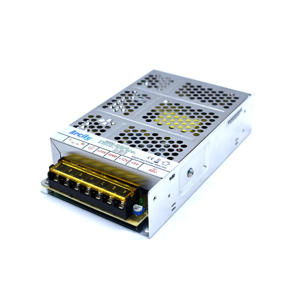 Arcity 5V 12V 24V Output Switching Power Supply Unit Adjustable for Video Multi Games Machine Console Cocktail CCTV Computer DIY Horizontal New(+5V/8A +12V/8A +24V/3A)