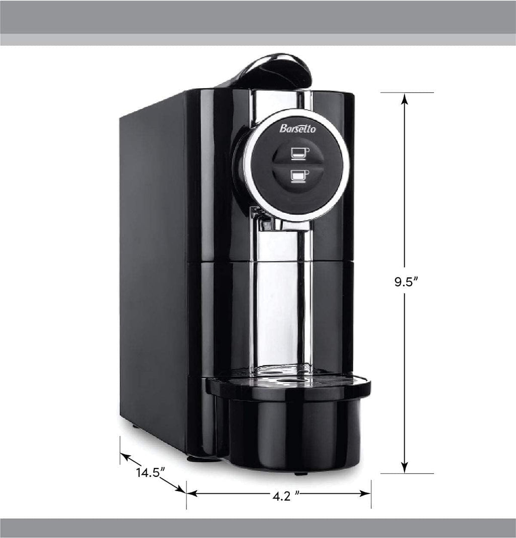 Koolatron Barsetto One-Touch Automatic Espresso Coffee Machine, Black and Stainless Steel with Removeable Drip Tray and Used Pod Storage Compartment are Dishwasher Safe for Effortless Cleanup