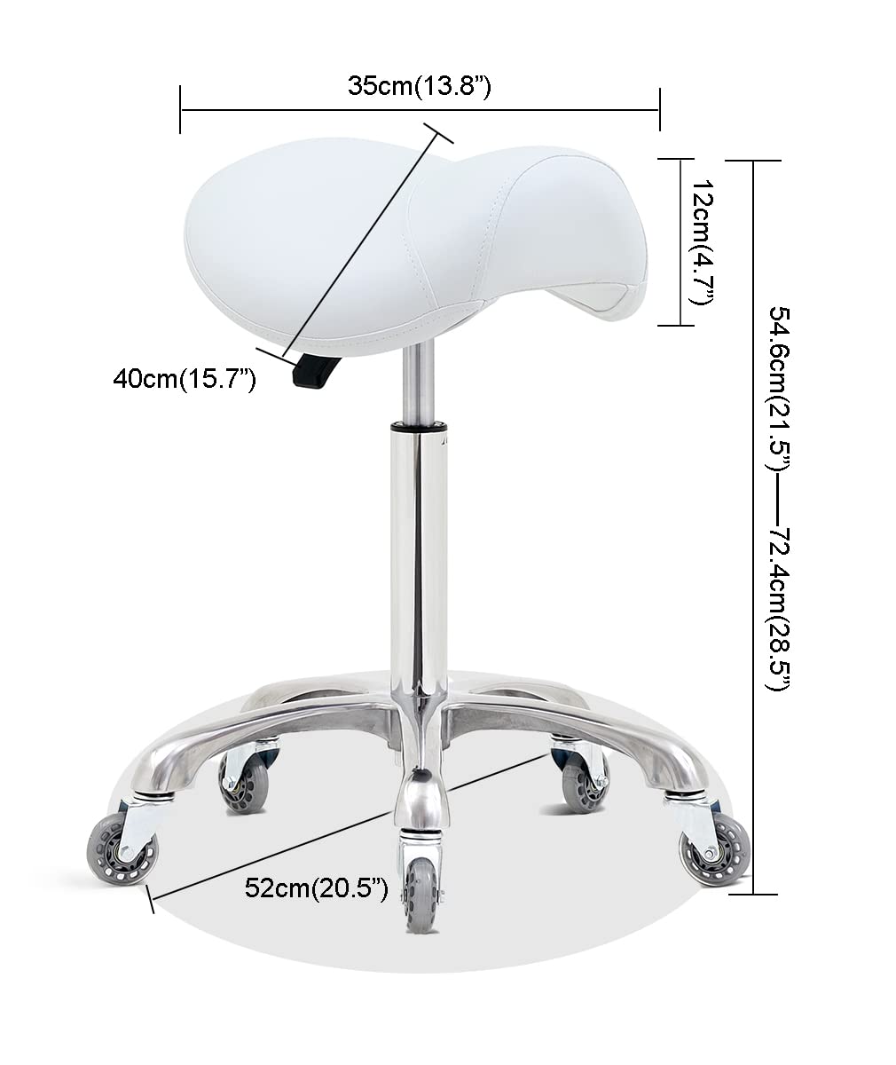 Antlu Saddle Stool Chair for Massage Clinic Spa Salon Cutting, Saddle Rolling Stool with Wheels Adjustable Height (Black)