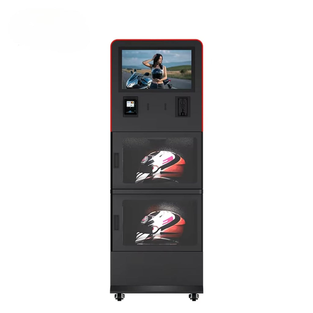 Helmet Cleaning Vending Machine, Dual-Tank Fully Automatic Helmet Cleaning Machine, Large Touch Screen, Multi-Language Voice prompts; Supports Multiple Payment Channels.