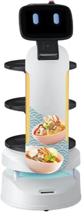 Indoor Waiter Robot with 360° No-Blind Camera, Delivery Service Robot Spill Proof Design & AI Reminder Light, Flexible Schedule for Restaurant KTV, Efficient Food Recycle & Delivery Service